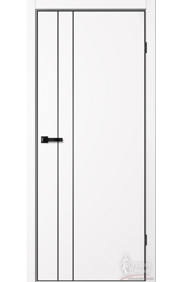 Полотно дверное глухое TR02 GVI цвет арктик (черный молдинг и алюм.кромка с 4-х сторон, магнитная защелка)